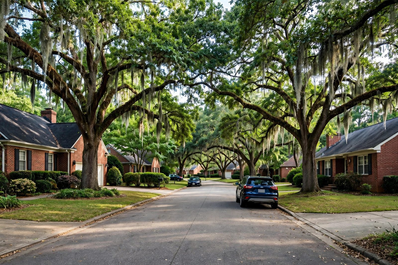 Street of established homes in Centerville, Snellville GA served by O2 Window Tinting
